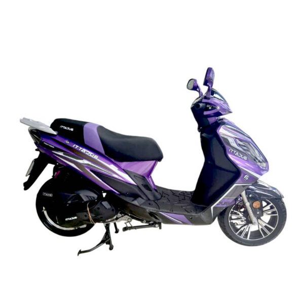 Moto Combustion Topmaq Raptor 150CC en morado vista lateral
